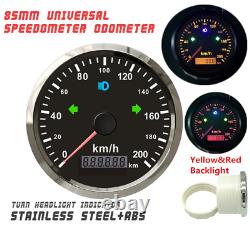 12/24V 85mm Round LED Backlight Car GPS Speedometer Odometer 200km/h Waterproof