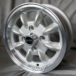 15 Rims Minilite 7x15 4x108 ET5 63.4 Silver Ford Capri Cortina Escort