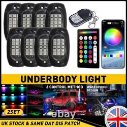16Pods RGB LED Under Car ATV UTV Rock Lights Chassis Neon Underglow Lamp App UK