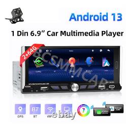 1 Din Touch Screen Car Stereo Radio WiFi GPS Navi For Carplay Android Auto Cam