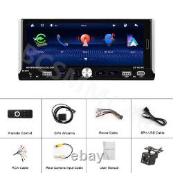 1 Din Touch Screen Car Stereo Radio WiFi GPS Navi For Carplay Android Auto Cam