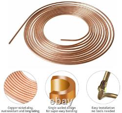 2X Copper Nickel Brake Line Tubing Kit 3/16 OD 50Ft Coil Roll All Size Fittings