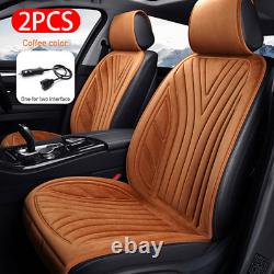 2 Front Car Seat Pad Heated Seat Cushion 12V/24V Winter Warmer Flocking Cover