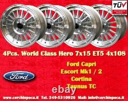 4 Cerchi Ford Escort Capri Cortina Taunus 7x15 ET5 4x108 Talbot Lotus wheels