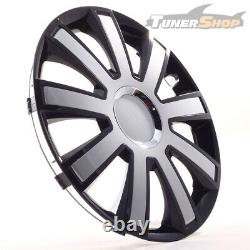 4 Hub Caps 14 Inch Wheel Trims Covers Flash III schwarz / silber for Citroen For