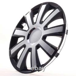 4 Hub Caps 14 Inch Wheel Trims Covers Flash III schwarz / silber for Citroen For