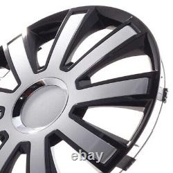 4 Hub Caps 14 Inch Wheel Trims Covers Flash III schwarz / silber for Citroen For