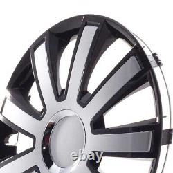 4 Hub Caps 14 Inch Wheel Trims Covers Flash III schwarz / silber for Citroen For