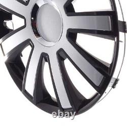 4 Hub Caps 14 Inch Wheel Trims Covers Flash III schwarz / silber for Citroen For