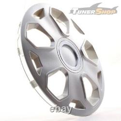 4 Hub Caps 14 Inch Wheel Trims Covers Opal Lux silber mit Chromring for Citroen