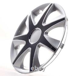 4 Hub Caps 15 Inch Wheel Trims Covers Run IV silber / schwarz for Citroen Ford L