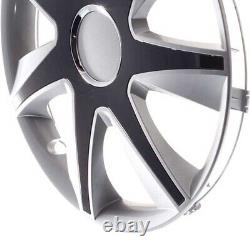 4 Hub Caps 15 Inch Wheel Trims Covers Run IV silber / schwarz for Citroen Ford L