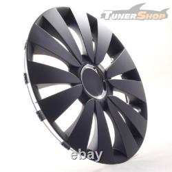 4 Hub Caps 15 Inch Wheel Trims Covers Sky Black schwarz for Citroen Ford Lancia