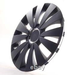 4 Hub Caps 15 Inch Wheel Trims Covers Sky Black schwarz for Citroen Ford Lancia