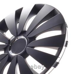 4 Hub Caps 15 Inch Wheel Trims Covers Sky Black schwarz for Citroen Ford Lancia