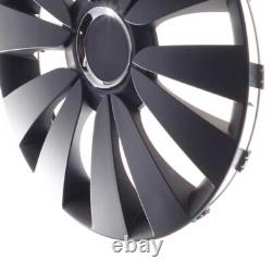 4 Hub Caps 15 Inch Wheel Trims Covers Sky Black schwarz for Citroen Ford Lancia