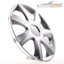 4 Hub Caps 16 Inch Wheel Trims Covers Run I grau / silber for Citroen Ford Lanci