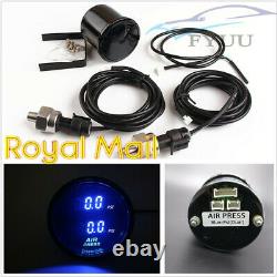 52mm Dual Air Pressure Gauge Air Suspension Ride Gauge Blue LED+2x 1/8NPT Sensor