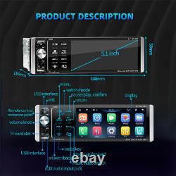 5.1in 1DIN Car Radio Stereo Bluetooth FM USB TF Touch Screen MP5 Player WithCamera