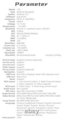 6.2in 1 DIN Car Stereo Radio Bluetooth CarPlay Player FM GPS Wifi USB WithCamera