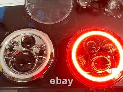 7 JTX LED Headlights RED Flash AMBER Ford Cortina Mk1 Mk2 Escort