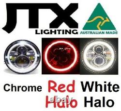 7 LED Chrome Headlights RED and WHITE Ford Cortina Mk1 Mk2 Escort Lights