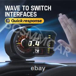 Car HUD Speedometer GPS Heads Up Display Speed Tired Alarm Gesture Recognition
