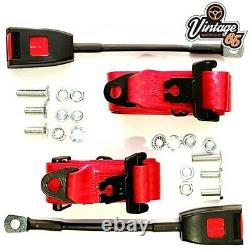 Classic Ford Front Seat Belt Kits 3 Point Static Red Pair E Approved