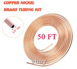Copper Iron Brake Line Tubing Kit 3/16 & 1/4 OD 50 Ft Coil Rolls With Fittings