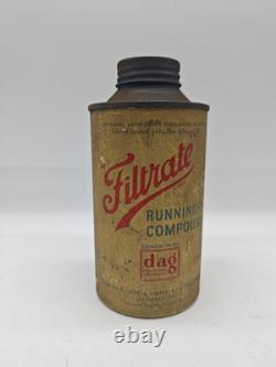 Filtrate Running In Compound Tin Empty Advertising Man Cave Collector