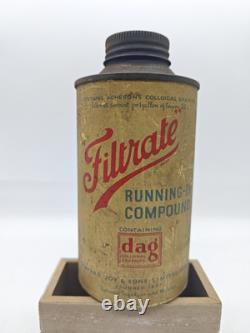 Filtrate Running In Compound Tin Empty Advertising Man Cave Collector