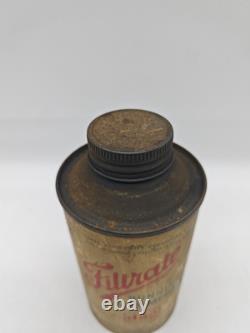 Filtrate Running In Compound Tin Empty Advertising Man Cave Collector