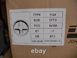 Ford Escort Capri Cortina Black Revolite 7x13 Alloy Wheel Set 13x7 Et-7 Jbw