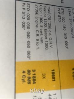 Ford Escort MK1 Capri, Cortina MK2 1300 Cc Plus 20 Hepolite Pistons NOS