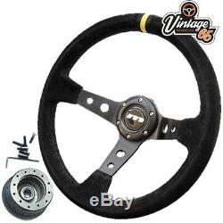 Ford Escort Mk2 340mm Rally Style Alcantara Steering Wheel & Boss Fitting Kit