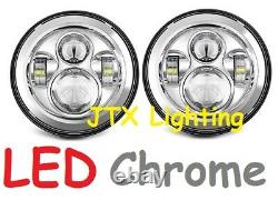 JTX 7 LED Headlights Chrome no Halo Ford Cortina Mk1 Mk2 Escort