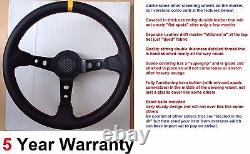 Leather Drift 3 Spoke 350mm Steering Wheel Fit Ford Capri Mk1 Mk2 Escort Black