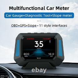 OBD2+GPS Car Head Up Digital Display HUD Gauge Water Oil Temp Speedometer Alarm