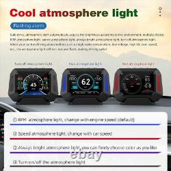 OBD2+GPS Car Head Up Digital Display HUD Gauge Water Oil Temp Speedometer Alarm