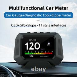 OBD2+GPS Car Head Up Digital Display HUD Gauge Water Oil Temp Speedometer Alarm