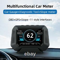 OBD2+GPS Car Head Up Digital Display HUD Gauge Water Oil Temp Speedometer Alarm