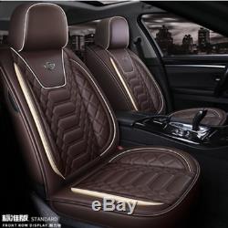 Premium PU Leather Car Seat Covers Cushion Full Set Seat Cover Coffee For 5-Sits
