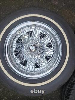 Set Of 4 Chrome Wire Look Wheels Ford Anglia Cortina Mk1 Mk2 Escort Hillman