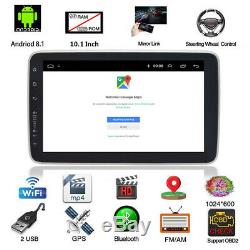 Touch Screen 10.1 Single Din 4-Core Rotatable Android 8.1 Car GPS Wifi DAB OBD