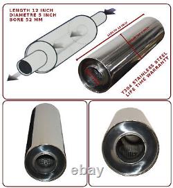 UNIVERSAL T304 STAINLESS STEEL EXHAUST PERFORMANCE SILENCER 12x5x 52MM- FRD1