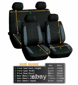 Universal 8 Piece Car Seat And Headrest Cover Set Black/grey-a019g Frd1