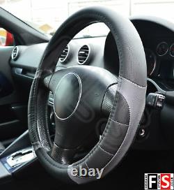 Universal Steering Wheel Cover Faux Leather Black/grey 37 To 39cm-frd1