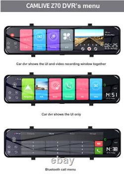 12in Dash Cam Voiture Dvr Enregistreur Caméra 4g Wifi Gps Android Vue Arrière Miroir