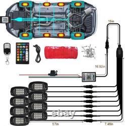 16Pods LED RGB sous voiture ATV UTV lumières de roche néon sous la carrosserie lampe App UK