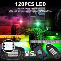 16Pods LED RGB sous voiture ATV UTV lumières de roche néon sous la carrosserie lampe App UK
